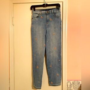 Cat & Jack size 14 pull up floral jeans girls